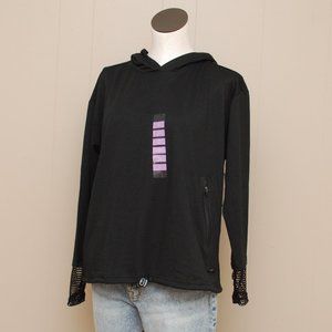 Nine West Women's Active Black Hoodie Pullover Sweater